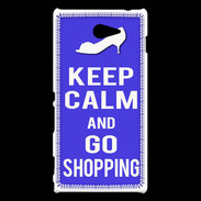 Coque Sony Xperia M2 Keep Calm Go Shopping Bleu