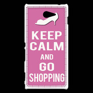 Coque Sony Xperia M2 Keep Calm Go Shopping Rose