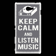 Coque Sony Xperia M2 Keep Calm Listen music Gris