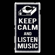 Coque Sony Xperia M2 Keep Calm Listen music Noir