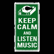 Coque Sony Xperia M2 Keep Calm Listen music Vert