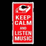 Coque Sony Xperia M2 Keep Calm Listen music Rouge