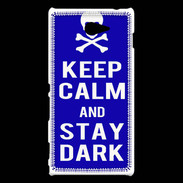 Coque Sony Xperia M2 Keep Calm Stay dark Bleu
