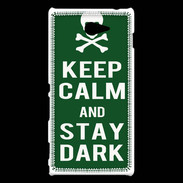Coque Sony Xperia M2 Keep Calm Stay dark Vert