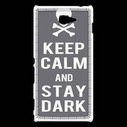 Coque Sony Xperia M2 Keep Calm Stay dark Gris
