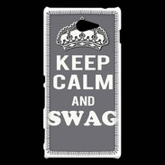 Coque Sony Xperia M2 Keep Calm Swag Gris