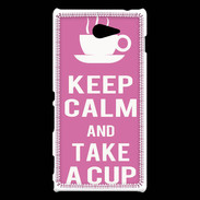 Coque Sony Xperia M2 Keep Calm Take a cup Rose