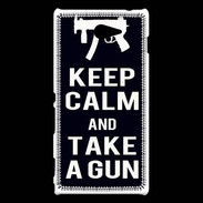 Coque Sony Xperia M2 Keep Calm Take a gun Noir