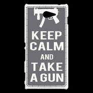 Coque Sony Xperia M2 Keep Calm Take a gun Gris