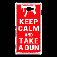 Coque Sony Xperia M2 Keep Calm Take a gun Rouge