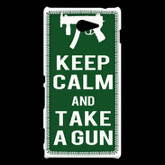 Coque Sony Xperia M2 Keep Calm Take a gun Vert