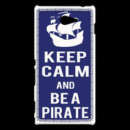 Coque Sony Xperia M2 Keep Calm Be a Pirate Bleu