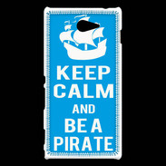 Coque Sony Xperia M2 Keep Calm Be a Pirate Cyan