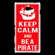 Coque Sony Xperia M2 Keep Calm Be a Pirate Rouge
