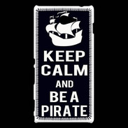 Coque Sony Xperia M2 Keep Calm Be a Pirate Noir