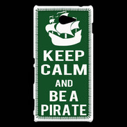 Coque Sony Xperia M2 Keep Calm Be a Pirate Vert