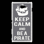 Coque Sony Xperia M2 Keep Calm Be a Pirate Gris