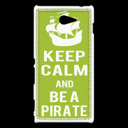 Coque Sony Xperia M2 Keep Calm Be a Pirate Vert pomme