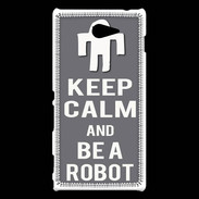 Coque Sony Xperia M2 Keep Calm Be a Robot Gris