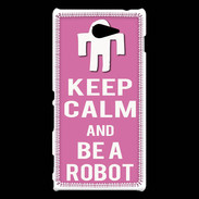 Coque Sony Xperia M2 Keep Calm Be a Robot Rose