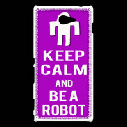 Coque Sony Xperia M2 Keep Calm Be a Robot Violet