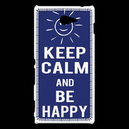 Coque Sony Xperia M2 Keep Calm Be Happy Bleu