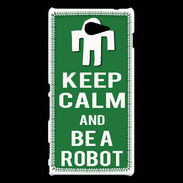 Coque Sony Xperia M2 Keep Calm Be a Robot Vert