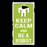 Coque Sony Xperia M2 Keep Calm Be a Robot Vert pomme