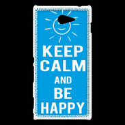 Coque Sony Xperia M2 Keep Calm Be Happy Cyan