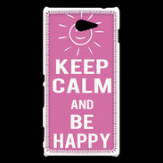 Coque Sony Xperia M2 Keep Calm Be Happy Rose