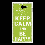 Coque Sony Xperia M2 Keep Calm Be Happy Vert pomme