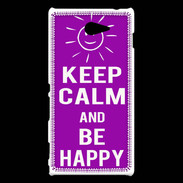 Coque Sony Xperia M2 Keep Calm Be Happy Violet