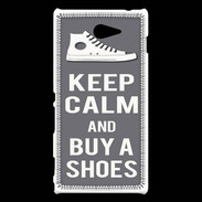 Coque Sony Xperia M2 Keep Calm Buy Shoes Gris