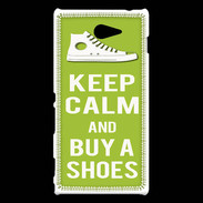 Coque Sony Xperia M2 Keep Calm Buy Shoes Vert Pomme