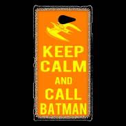 Coque Sony Xperia M2 Keep Calm Call Batman Orange