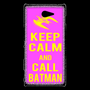 Coque Sony Xperia M2 Keep Calm Call Batman Rose
