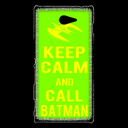 Coque Sony Xperia M2 Keep Calm Call Batman Vert pomme