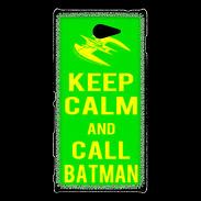 Coque Sony Xperia M2 Keep Calm Call Batman Vert
