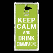 Coque Sony Xperia M2 Keep Calm Drink champagne Vert pomme