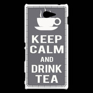 Coque Sony Xperia M2 Keep Calm Drink Tea Gris