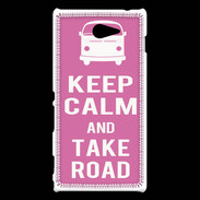 Coque Sony Xperia M2 Keep Calm Take Road Rose