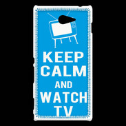 Coque Sony Xperia M2 Keep Calm Watch TV Cyan