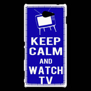 Coque Sony Xperia M2 Keep Calm Watch TV Bleu