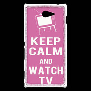 Coque Sony Xperia M2 Keep Calm Watch TV Rose