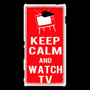 Coque Sony Xperia M2 Keep Calm Watch TV Rouge