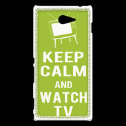 Coque Sony Xperia M2 Keep Calm Watch TV Vert pomme