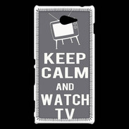 Coque Sony Xperia M2 Keep Calm Watch TV Gris
