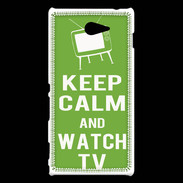 Coque Sony Xperia M2 Keep Calm Watch TV Vert