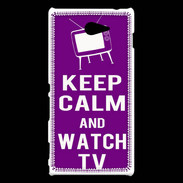 Coque Sony Xperia M2 Keep Calm Watch TV Violet