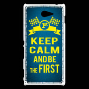 Coque Sony Xperia M2 Keep Calm and Be the First Bleu